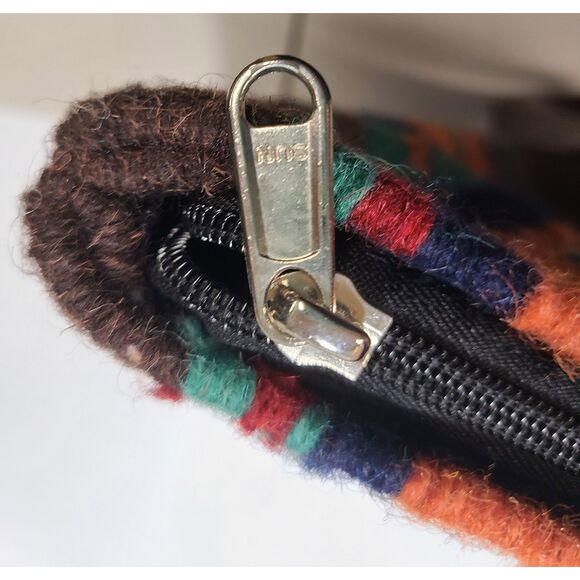 Castano Mole Southwestern 100% Wool Tote Bag, Aztec Tribal Print, Leather - Picture 3 of 8